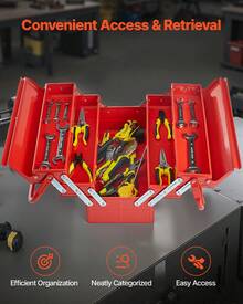 Metal Tool Box, 18-Inch, 3-Tier 5-Tray Portable Folding Tool Chest Organizer With Handle & Lock Hole, Powder Coated Steel, Cantilever Toolbox For Household Factory Warehouse Repair Shop, Red - 3-tier 5-tray - View 4