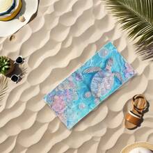 [1pc Quick-Drying Beach Towel] 1pc Extra Large Women's Quick-Drying Beach Towel, Vibrant Sea Turtle & Coral Reef Design, Lightweight & Super Absorbent, Ideal For Pool & Beach Vacation