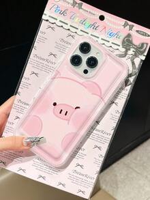 Cute Pink Pig Design Phone Case, Compatible With IPhone 14/13 Pro Max/12 Pro/11/Xr/Xs/7/8 Plus, S10/S22/A12/A50/A52/S24/A135G, TPU Material With Air Cushion Waterproof Shockproof Anti-Fall Scratch Resistant - Multicolor - View 3