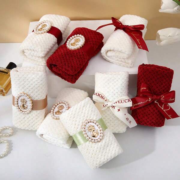 Favor de boda con estampado barroco de felpa de coral, regalo festivo, toalla de forro para despedida de soltera