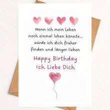 Romantic Birthday Card (With Envelope) - I Love You - Birthday Card - For The Most Beloved, Girlfriend, Husband, Wife