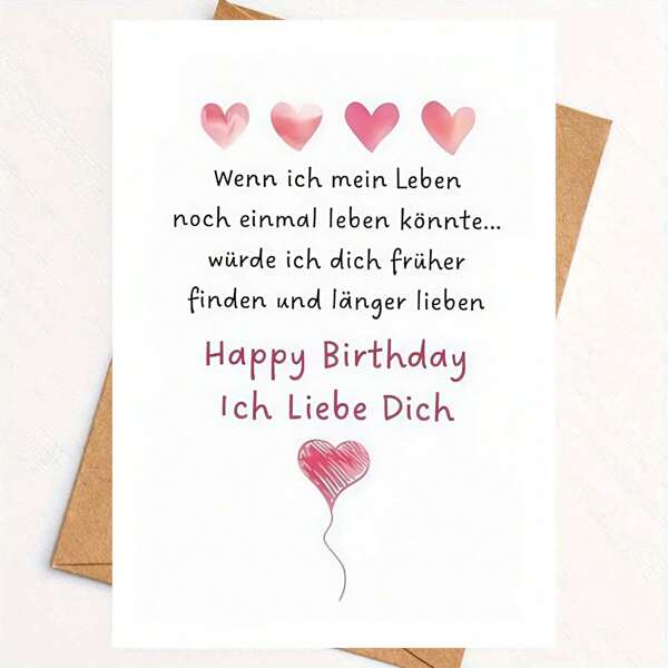 Romantic Birthday Card (With Envelope) - I Love You - Birthday Card - For The Most Beloved, Girlfriend, Husband, Wife