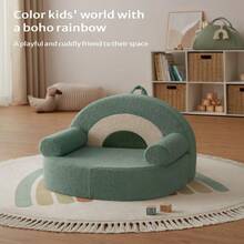 Blissful Diary Toddler Chair Comfy, Foam Kids Chair With Soft Teddy Plush, Toddler Reading Armchair With Cute Rainbow Designs- Blush Pink - Cây xô thơm xanh - Xem 7