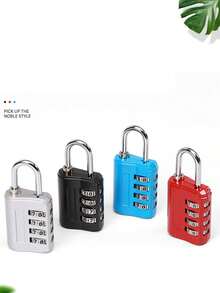 4-Digit Combination Storage Locker Lock, Black & Silver - Resettable Code Padlock Suitable For School Lockers, Gym, Cabinets, Toolboxes, Luggage Travel Essentials Travel Accessories Vacation Summer Holiday Back To School Mini Travel Products