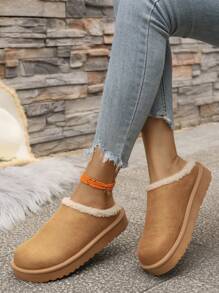 2025 Botas de Neve Fofas de Estilo Boho com Fivela, Forração Falsa de Camurça e Pele Falsa, Quentes e Grossas para a Temporada de Frio