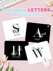 1pc Customized Mouse Pad - 26 Letters Available, Design With Your Text - Non-Slip, Durable Stitched Edges, Natural Rubber - Suitable For Office, Advertising, Computer Work, Gaming, Anime, Christmas, Easter, Halloween, Wedding, Mother's Day, Father's Day, Valentine's Day, New Year And Thanksgiving Gifts - Multicolor - View 9
