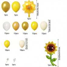 101 Stücke Sonnenblumen-Themen Ballon Party Girlande Bogen Set, gelbe Blumen Aluminium Folie Ballon Set, Geburtstags Party Dekoration, Hochzeit, Bridal-Shower Party Dekoration, Jahrestags Party Dekoration, Innen- und Außenbereich Dekorationssets