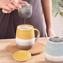 Tea Cup With Tea Strainer And Lid, 400 Ml Teapot, Ceramic Tea Cup And Coffee Mug, Suitable For Daily Use