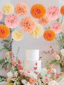 Juego de 10 pompones de papel de seda naranja para decoración de fiestas, bolas de flores de papel para decoración de fiestas de Acción de Gracias otoñales, fondo para fiestas de cumpleaños, ideal para Halloween, temporadas de cosecha, aniversarios, bodas y Navidad. - Multicolor - Ver 5