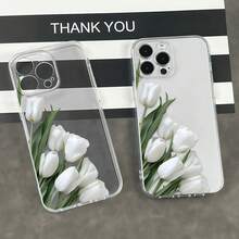 Flower 1pc Transparent Tulip Pattern Anti-Fall TPU Phone Case Compatible With Apple, Series Waterproof Shockproof Scratch Resistant - Multicolor - View 3