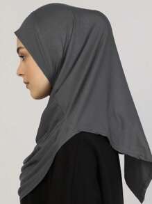 1 Stück einfarbige Frauenkopfbedeckung, modisch vielseitig bequemer Polyester Plissee Kopftuch, praktisches Kopftuch, Tudong, sofort lange Khimar Hijab, geeignet für den täglichen Gebrauch, alle Jahreszeiten