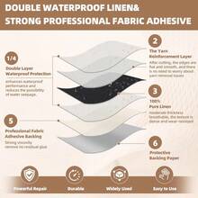 Shagoom Fabric Repair Patch, Large Self-Adhesive Tape For Furniture, Sofa, Car Interior, Shoes, Hand Bag, Clothing (Grey, 3.5X79 Inch) - Linen Beige - View 7