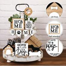 12pcs/Set Dog Home Dog Paw Prints Wooden Tray Ornaments Hanging Decoration Desktop Decorations For Dining Room Living Room Bedroom Holiday Room Hanging Decoration Home Decoration Christmas Gift Thanksgiving Gift Birthday Gift (No Tray) - Multicolor - View 4