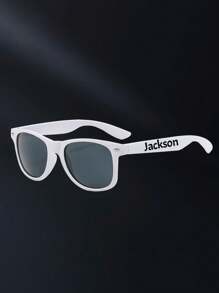 1pc/ Custom Name Glasses - Personalized Text Lightweight Full-Frame Casual And Fashionable Glasses With Colored Lenses | Wide Version Suitable For Weddings, Bachelor Parties, Valentine's Day And Birthday Gifts, Modern Glasses Design, Simple Frame