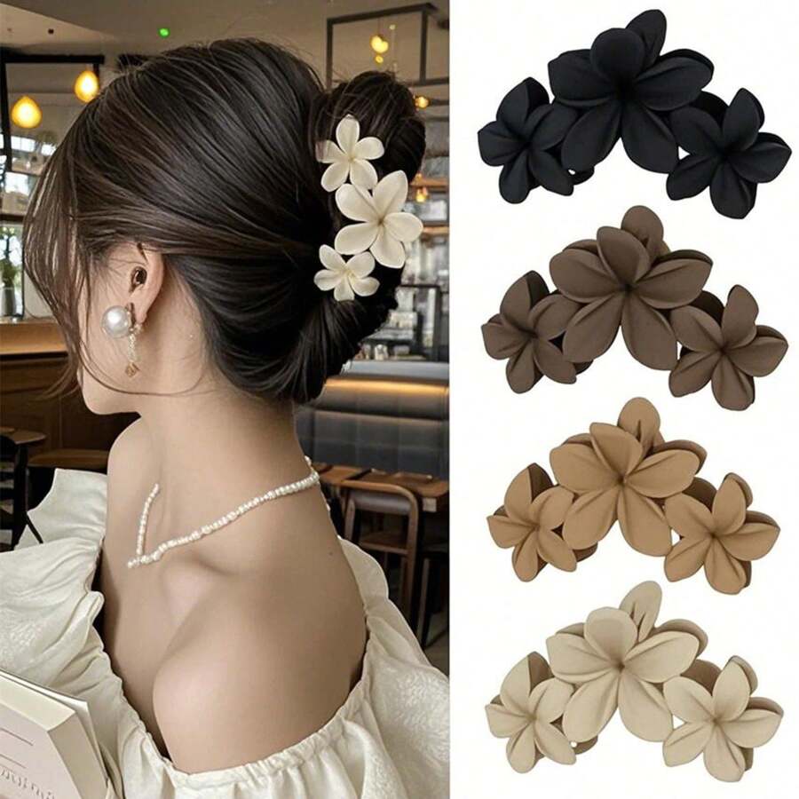 1/4 piezas Pasador de pelo con flor hawaiana mate, pasador de pelo antideslizante para mujeres, accesorio de pelo lindo y resistente, pasador de pelo de hortensia extra grande, herramienta accesorio para el peinado
