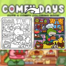 Comfy Days: Coloring Book For Adults Featuring Super Cute Animal Characters In Cozy Hygge Moments For Relaxation (Cozy Spaces Coloring),Children's Gifts, Cute Cartoon Coloring Books,A Great Gift For Father's Day, Mother's Day, And Children's Day,The Pattern Is Exquisite And The Lines Are Clear,Picture Book,Back To School.School Supplies