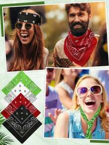 1/2/3 件装棉质佩斯利花纹头巾/口罩/头巾/头饰 - 彩色 - 查看 6