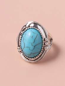 1 件女士放松石复古风格戒指，适合日常佩戴、约会、度假、婚礼 - 藍色的 - 查看 3