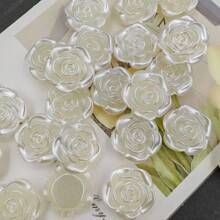 60 piezas de abalorios de flores de rosa de acrílico para manualidades de joyería DIY, surtido de abalorios transparentes de flores de rosa de 16 mm para hacer pulseras, collares y proyectos de artesanía