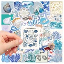 50pcs/Pack Blue Ocean Aesthetic Graffiti Stickers, Coastal Girl Stickers Suitable For Water Bottles, Laptops, Skateboards, Vibrant Aesthetic Graffiti Set For Journals, Scrapbooking, Party Supplies, Great For Winter, New Year