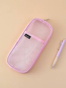 1 件，大容量纯色铅笔盒，帆布拉链笔盒，铅笔盒，适用于办公和学校用品，学校用品，桌面存储工具，生日礼物，返校，铅笔袋，书包 - 彩色 - 查看 4