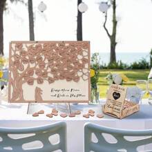 2025Hot SaleWedding Guest Book, Guest Book Wedding Reception With Wooden Hearts Guest Book Signs Wedding Anniversary Birthday Party Shower