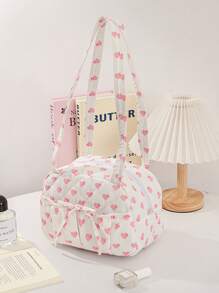 1 Peça Bolsa de Transversal Estilo Fofo e Doce, Bolsa de Mão Rosa Pequena na Moda, Bolsa de Ombro Acolchoada Floral Portátil, Bolsa de Baixo do Braço Simples para Transporte, Bolsa Multiuso para Viagem e Maquiagem, Bolsas Versáteis para Presentes, Aniversário, Amigos e Professores