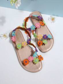 Sandalias planas de verano tipo anillo para el dedo del pie, de estilo bohemio y color oro rosa, para mujer de talla grande