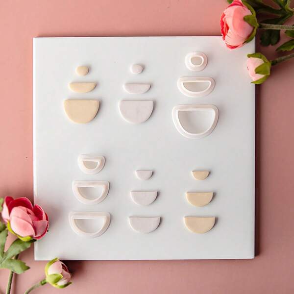 3pcs/Set Minimalist Geometric Clay Earring Mold, Semi Circle Shape DIY Jewelry Pendant Craft Tools