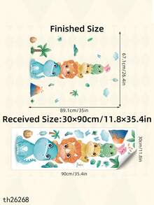 1pc Creative Cute Stacked High Dinosaurs Pattern Self-Adhesive Wall Stickers, Bedroom Bathroom Living Room Porch Home Decoration Wall Stickers, Removable Stickers, Wall Decor Decals