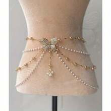 1 Super Fairy Tassel Flower Belt, Multiple Styles, Imitation Pearl Multi-Layer Stacking. It Has A Niche And High-End Feel, With A Personalized, Fashionable, And Elegant Style. It Is A Waist Accessory For Women's Clothing. - 03 - 查看 1