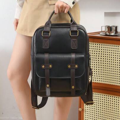 LECEY Brown Vintage Streetwear College Style Casual Commuter Large Capacity Multi-Functional Backpack For Women, School Backpack