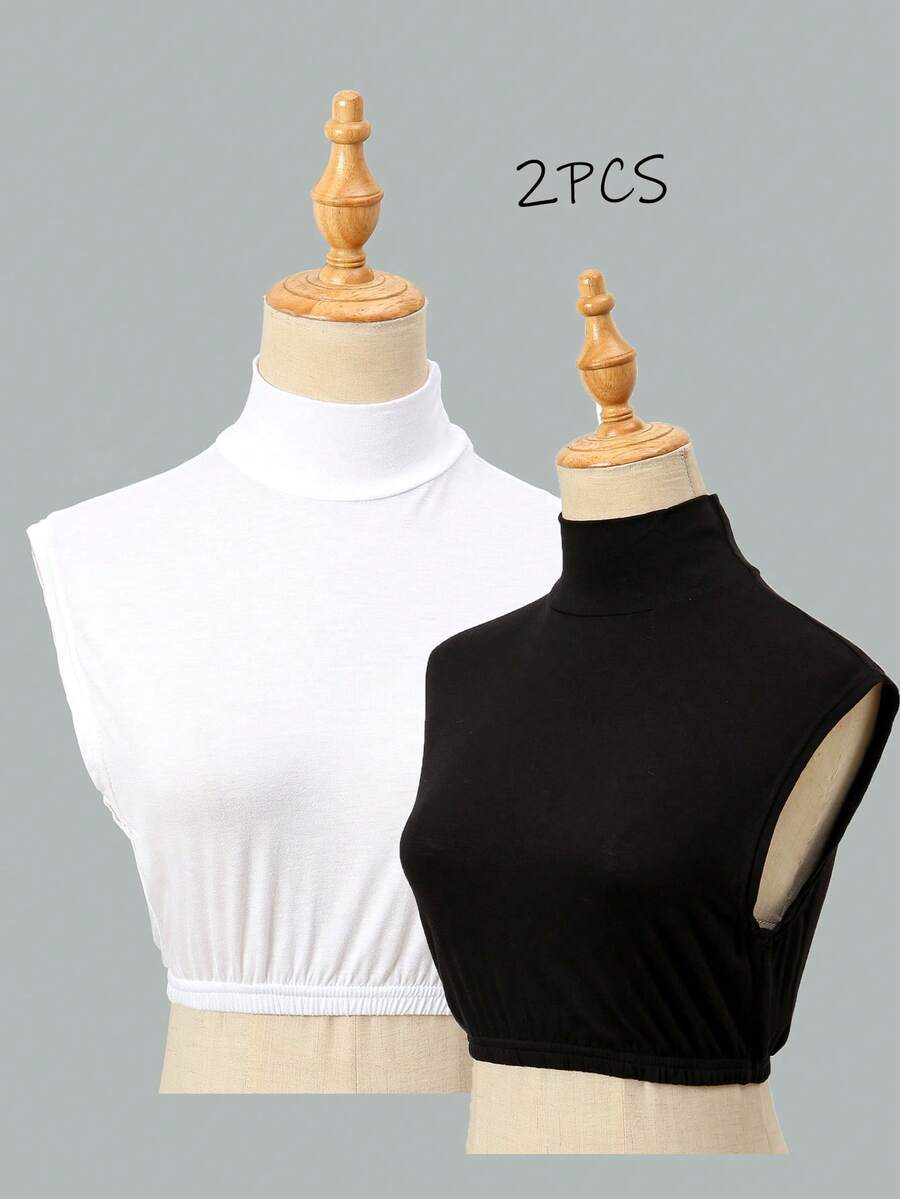 2 chiếc khăn choàng cổ tròn màu trơn cỡ lớn cho nữ, tấm che kín đáo, cổ áo, cổ lọ tay dài, khăn choàng giữ ấm cổ mỏng thanh lịch dành cho nữ, mềm mại và thoáng khí, đa năng cho mọi mùa để mặc trang phục trang trí Giáng sinh - 2 vòng cổ giả - Xem 1