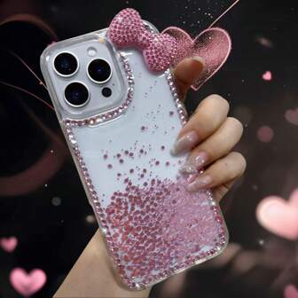 Fashion Pink Diamond Bow Glitter Phone Case