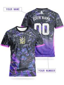 Maillot de football personnalisé édition spéciale Brésil pour hommes - Chemise de sport confortable à col rond pour l'entraînement de football et le port décontracté - Violet - Voir 11