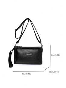 Multifunctional Solid Color Shoulder Bag For Women, Waterproof Crossbody Purse Business Casual Storage Bag, School Commuting Messenger Bag, Black Briefcase For Daily Use, Travel Satchel Bags Multiple Compartments Holiday Gift