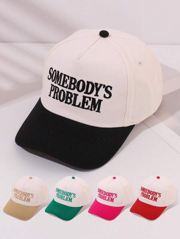 1 pieza Gorra de béisbol con parche bordado ajustable, sombrero casual de protección solar adecuado para primavera y otoño, viajes, de moda y versátil para mujeres jóvenes