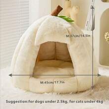 IUdog 四季猫狗床封闭式温暖冬季毛绒宠物窝，猫狗舒适睡垫，宠物用品 - 淺粉色 - 查看 3