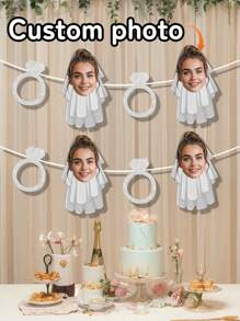 7/14/21 peças Faixas Personalizadas com Fotos do Noivo e da Noiva, Decorações de Faixas Personalizadas para Festa de Casamento, Padrões de Fotos Personalizadas do Noivo e da Noiva, Decorações para Chá de Panela, Chá de Casal, Despedida de Solteiro