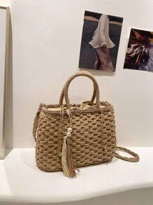 Nuevo bolso de mano con borlas trenzadas para mujer, ideal para ir y venir del trabajo, excursionismo, vacaciones, compras, regalo