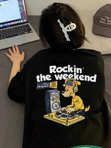 200g Pure Cotton T-Shirt 2025 Summer Ladies New Short Sleeve Pure Cotton Holiday Pattern Short Sleeve Round Neck Couple Wear Small Shirt Tops - 黑色 - 查看 1