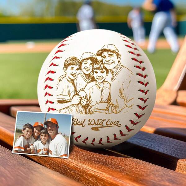 Personalized Baseball Gift For Dad - Customizable Father's Day Gift, Customized Baseball Memorabilia, Customize Memorial Baseball With Your Photo, Gift For Him