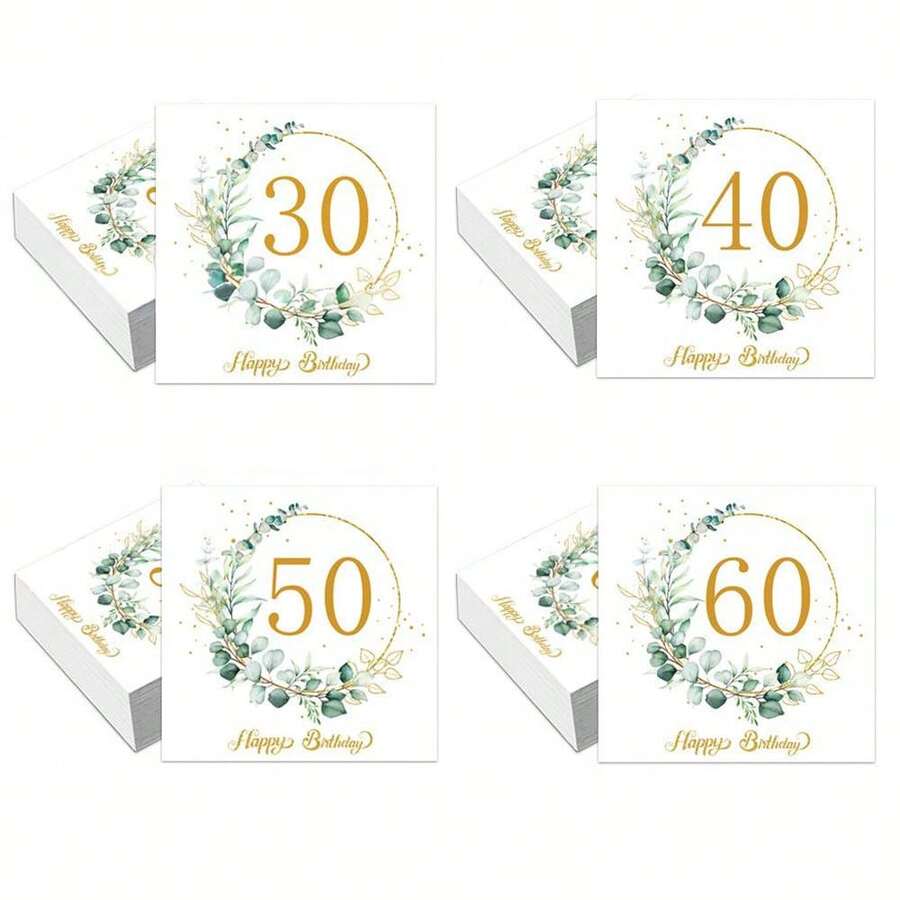 20 Stück/40 Stück 30. Cocktail Servietten 40. Geburtstag Servietten Einweg Partiservietten Salbeigrüne Servietten für 50. Geburtstagsdekoration 60. Geburtstagsparty Zubehör - Grün - Übersicht 1