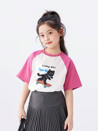 zosee تي شيرت كم قصير للفتاة الصغيرة، لباس علوي كم نصفي صيفية، بلوزات كاجوال طراز حديث اللون شاملة