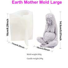 1 件 2.75/4.33 英寸 3D 地球母亲蜡烛模具 DIY 月亮母亲森林女神盖亚女神蜡烛硅胶模具,树脂石膏雕像蜡烛制作工具家居装饰手工艺品礼物 - 白色 - 查看 13