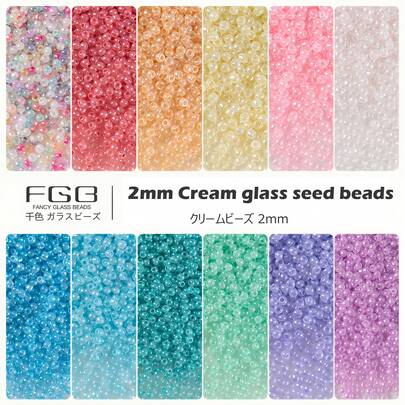 2mm-2500pcs Japanese Round Rocailles Glass Seed Beads 12/0 Approximately 2500pcs,Mini Spacer Beads Loose Beads Craft Small Beads Pony Beads Bulk For Jewelry Making