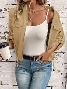 Chaqueta corta de manga larga con detalle de cordón, informal