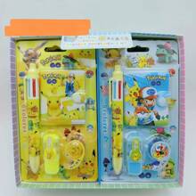pokemon 2 Stück Pokémon Pikachu Schreibwaren Set - Taschenmonster Notizbuch und Zubehör Kit für Kinder, perfektes Vorschulgeschenk für Kinder, die Pokémon lieben, für Schulbedarf, Schulanfang