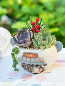 Succulent Flower Pots Fun Succulent Plants Kindergarten Small Potted Balcony Desktop Decoration Cartoon Kitten Little Fox - Multicolor - View 7