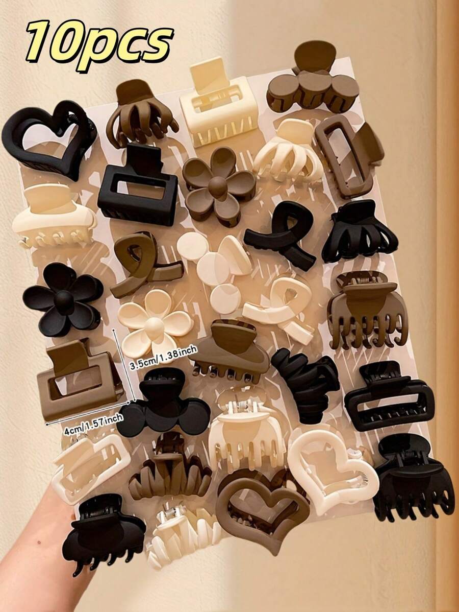 10pcs Women Elegant Simple Versatile Flower, Heart, Claw Clip Combo, Suitable For Daily Use At Home, School, Beach, Summer Vacation, Work, Party, Holiday, Birthday, Back To School, New Year, Valentine's Day, Mother's Day, Teacher's Day, Wedding, Music Festival, Graduation' Fashion Hair Accessories Elegant Hair Clip Boho Hair Claw